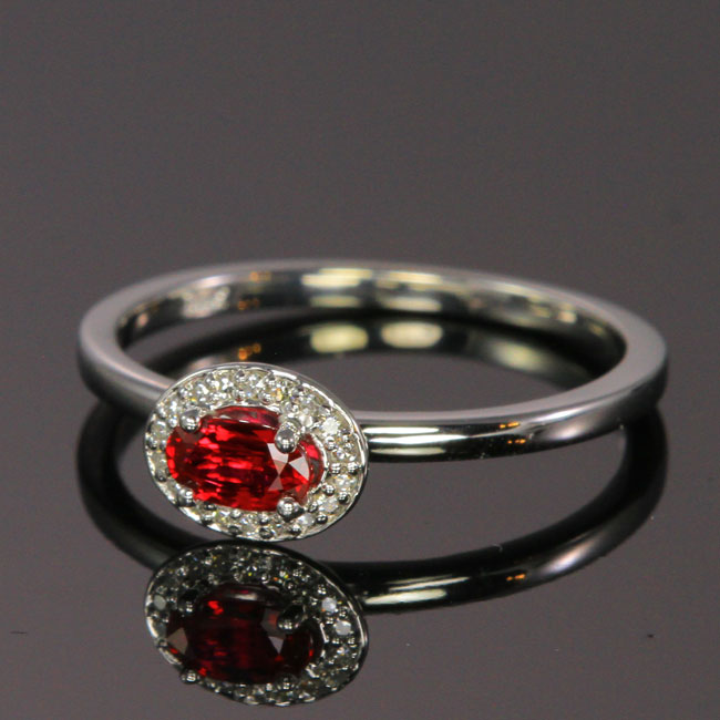 Ruby Diamond Halo Ring