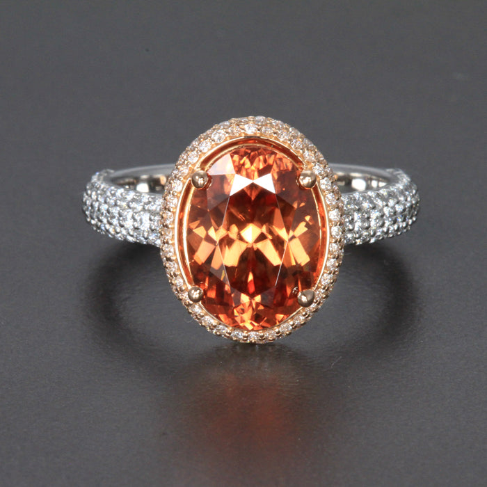 Ladies Platinum 18K Rose Gold Imperial Zircon and Diamond Ring 5.96 Carats